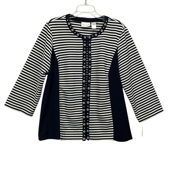 Alfred Dunner Blazer "Seas The Day" Women's Size 16 Open Front Nautical Striped - Picture 4 of 7
